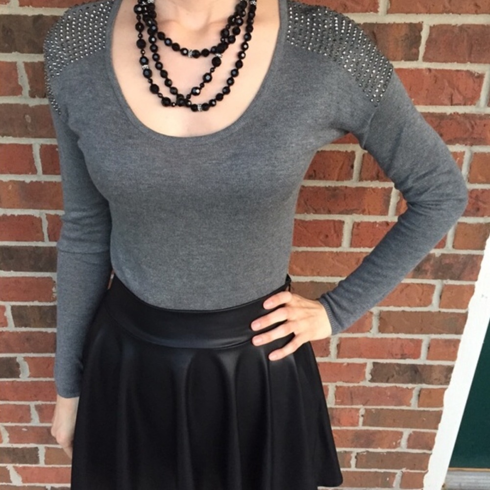 Express Gray Studded Sweater
